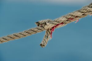 A picture of a rope with tension exerted on it